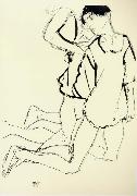 Egon Schiele Two Kneeling Figures oil painting